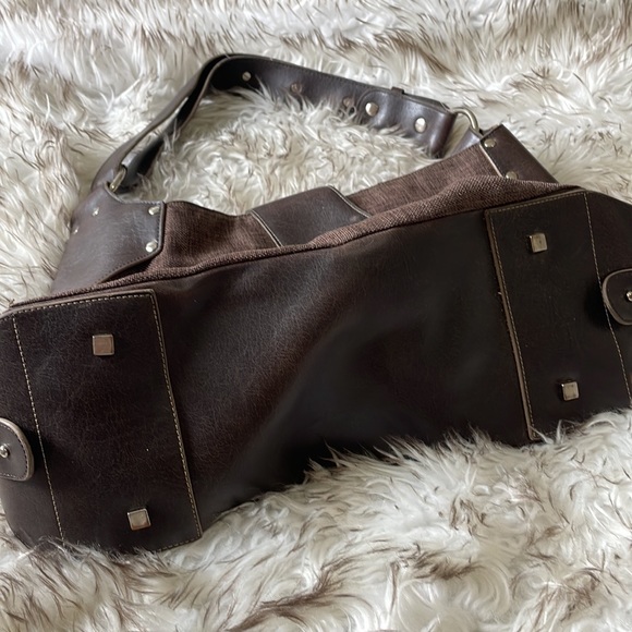 Matt & Nat large vegan leather & cloth brown bag - Picture 4 of 5
